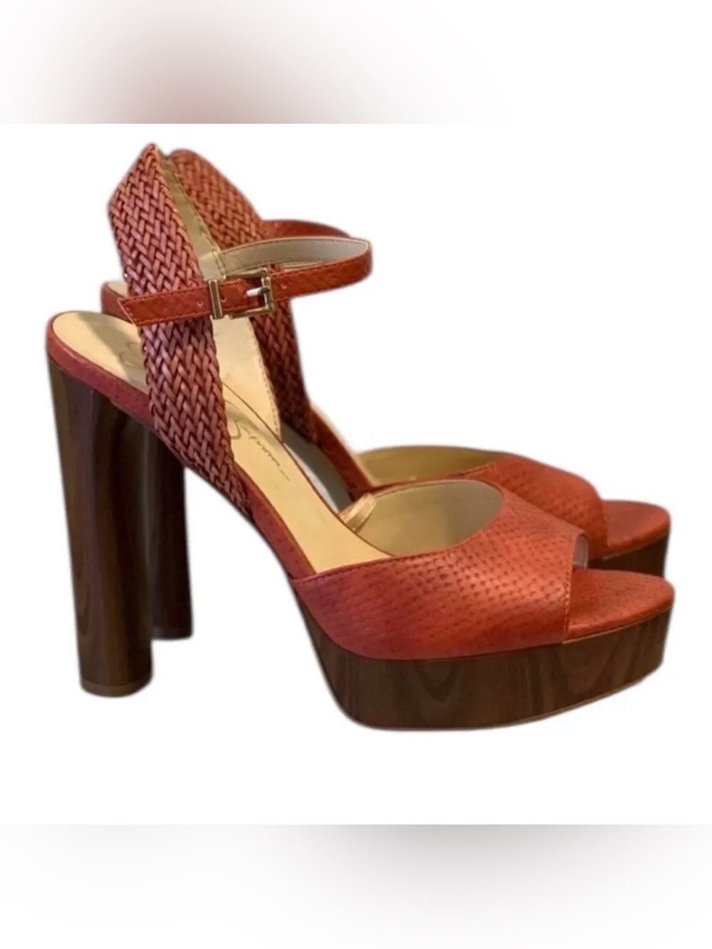 Jessica Simpson Women's burnt orange Platform Peep-Toe Heels with Ankle Strap